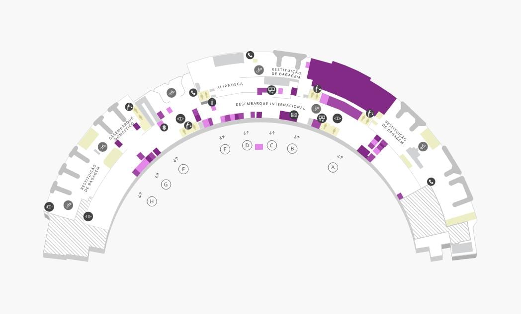 Mapa ng airport Galeão Terminal 1 Antas 0