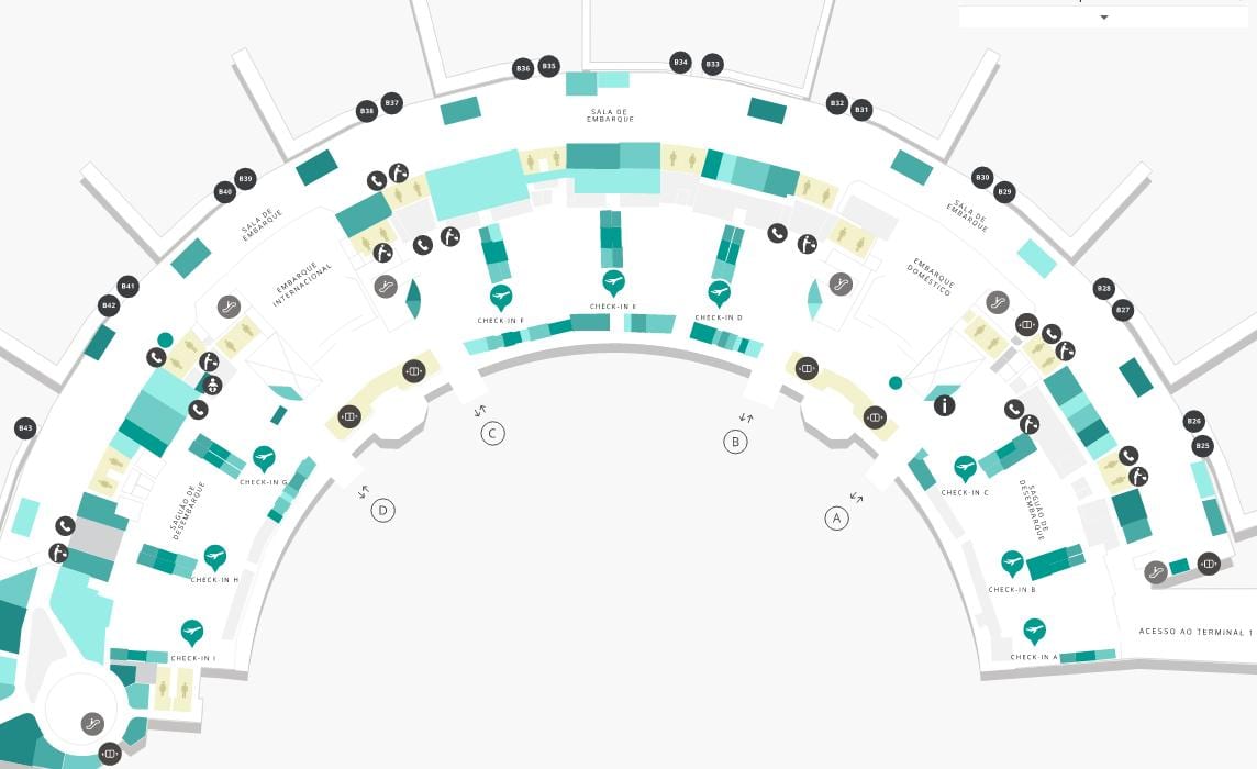 Mapa ng airport Galeão Terminal 2 Antas 3