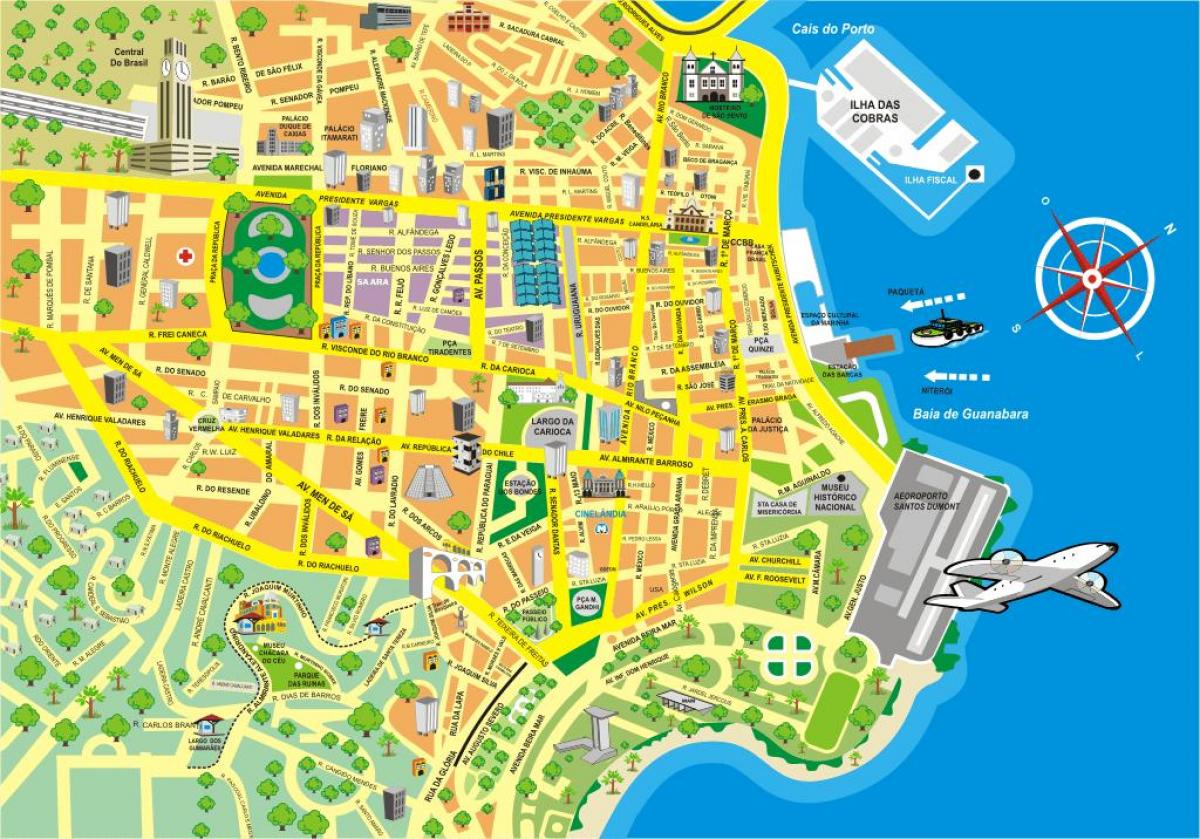 Mapa ng atraksyon sa Rio de Janeiro
