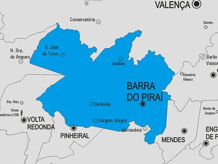 Mapa ng Barra do Piraí munisipalidad