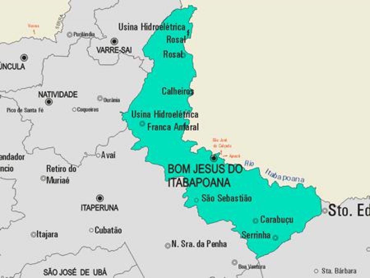 Mapa ng Bom Jesus na gawin Itabapoana munisipalidad