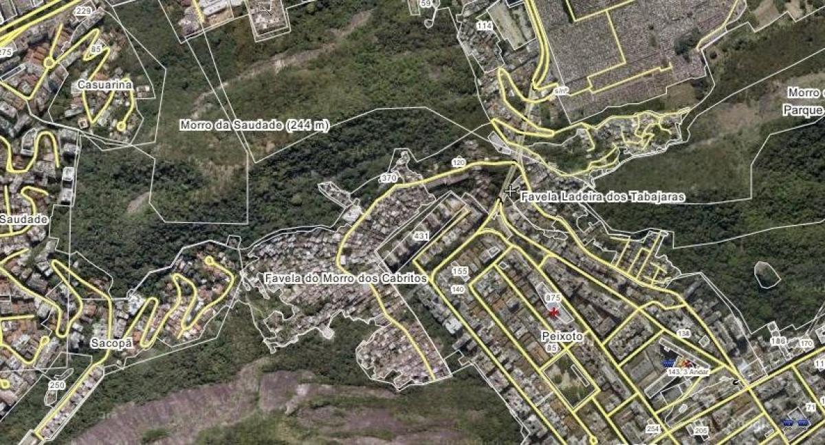 Mapa ng favela Ladeira dos Tabajaras