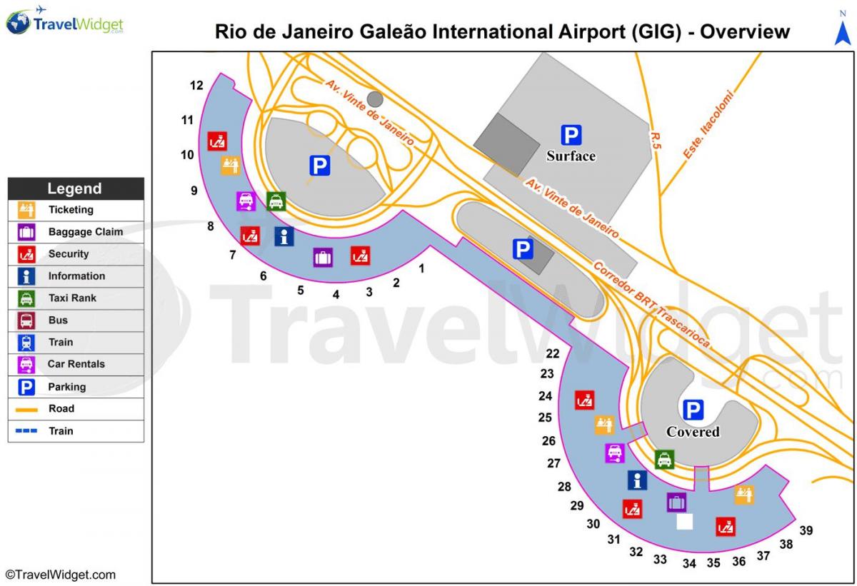 Mapa ng Galeão airport terminal
