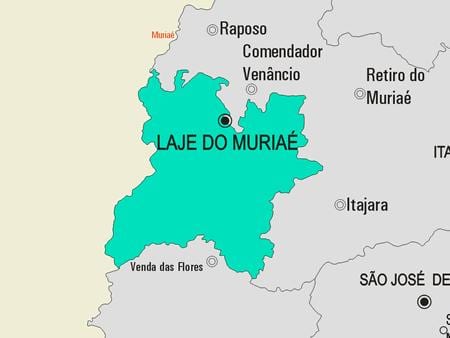 Mapa ng Laje gawin Muriaé munisipalidad