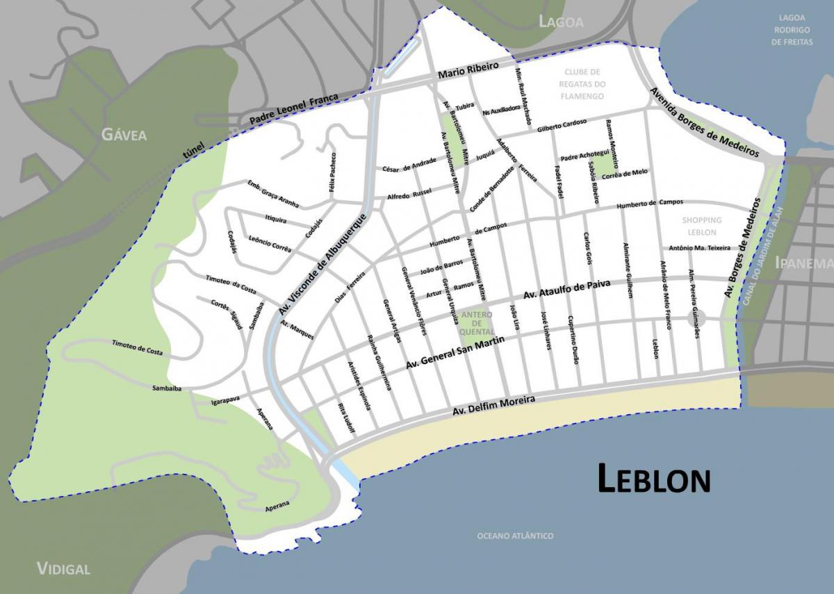 Mapa ng Leblon beach