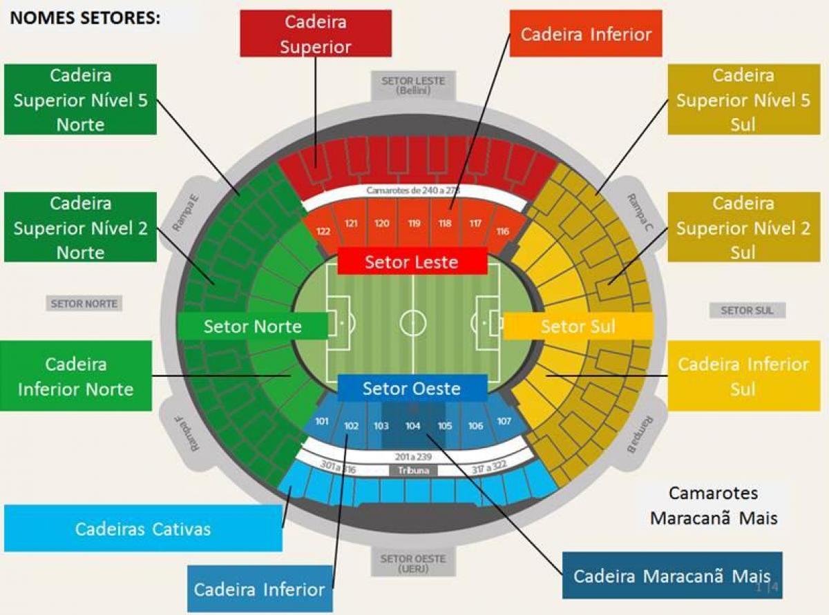Mapa ng Maracanã stadium secteurs