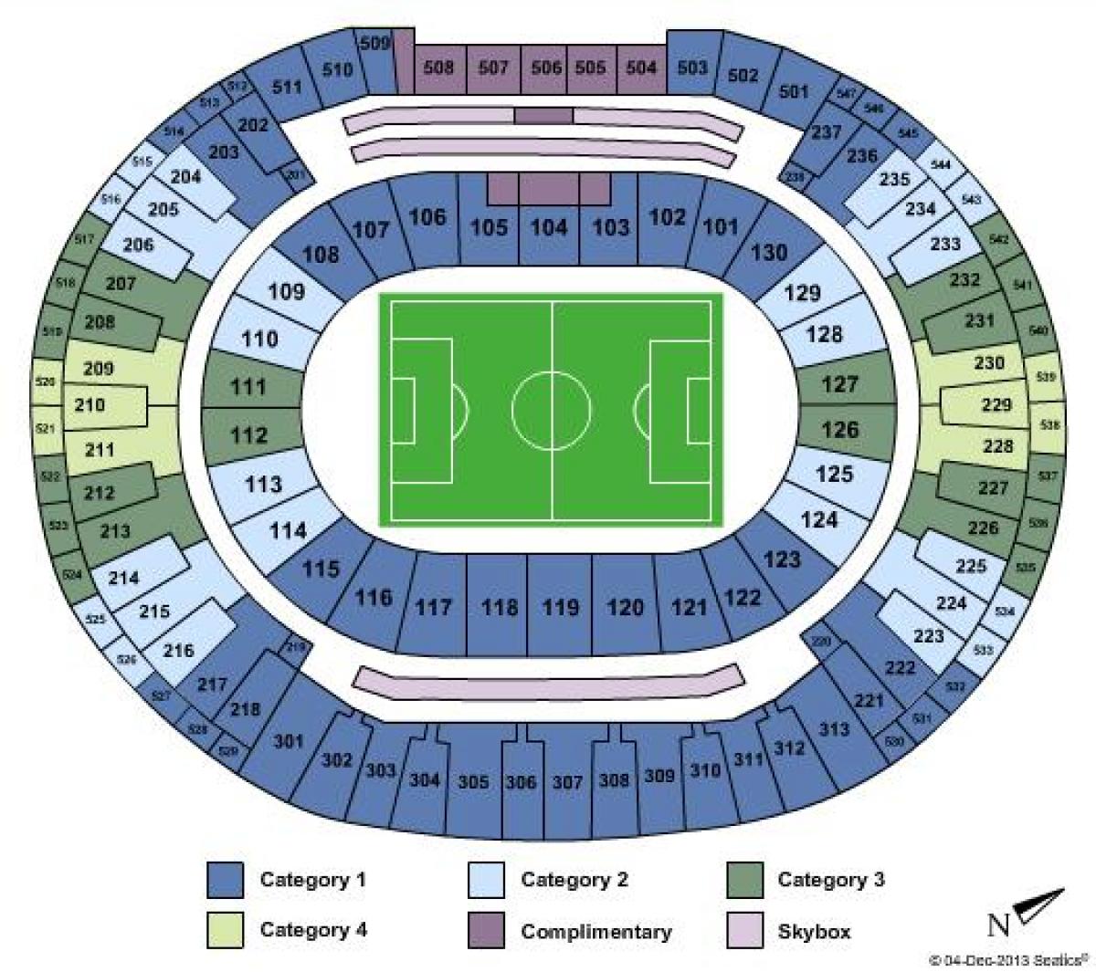 Mapa ng Maracanã stadium sièges