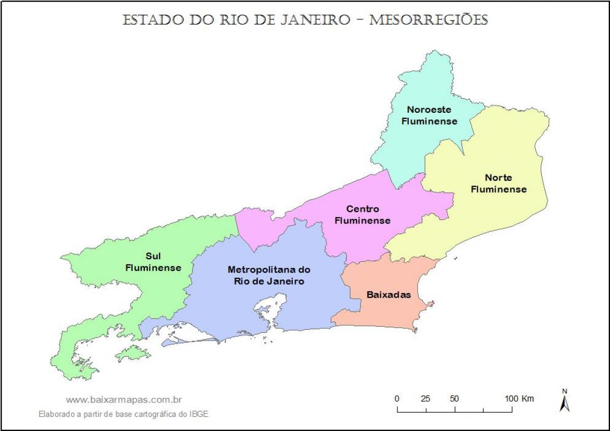 Mapa ng mesoregions Rio de Janeiro