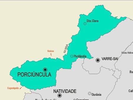 Mapa ng Porciúncula munisipalidad