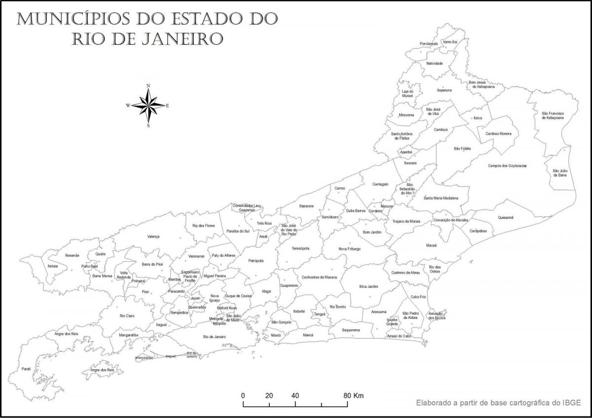 Mapa ng Rio de Janeiro itim at puti