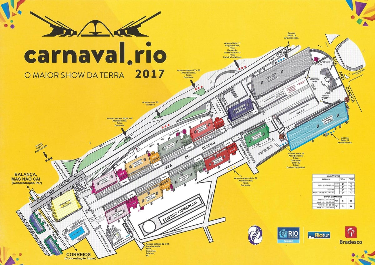 Mapa ng Sambodrome Marquês de Sapucaí