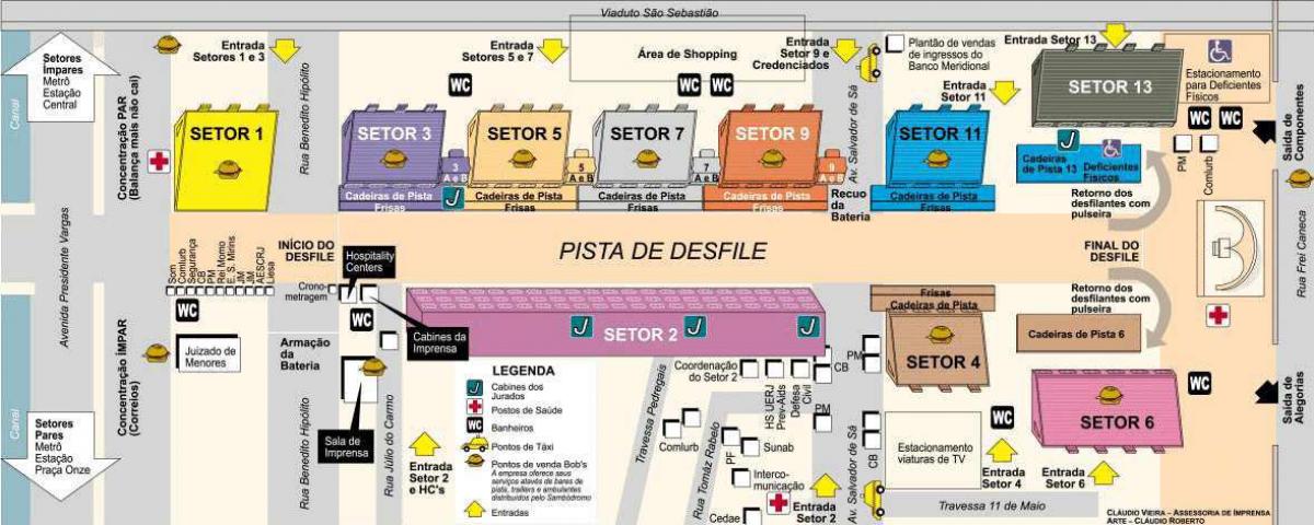 Mapa ng Sambodromo ng Rio de Janeiro