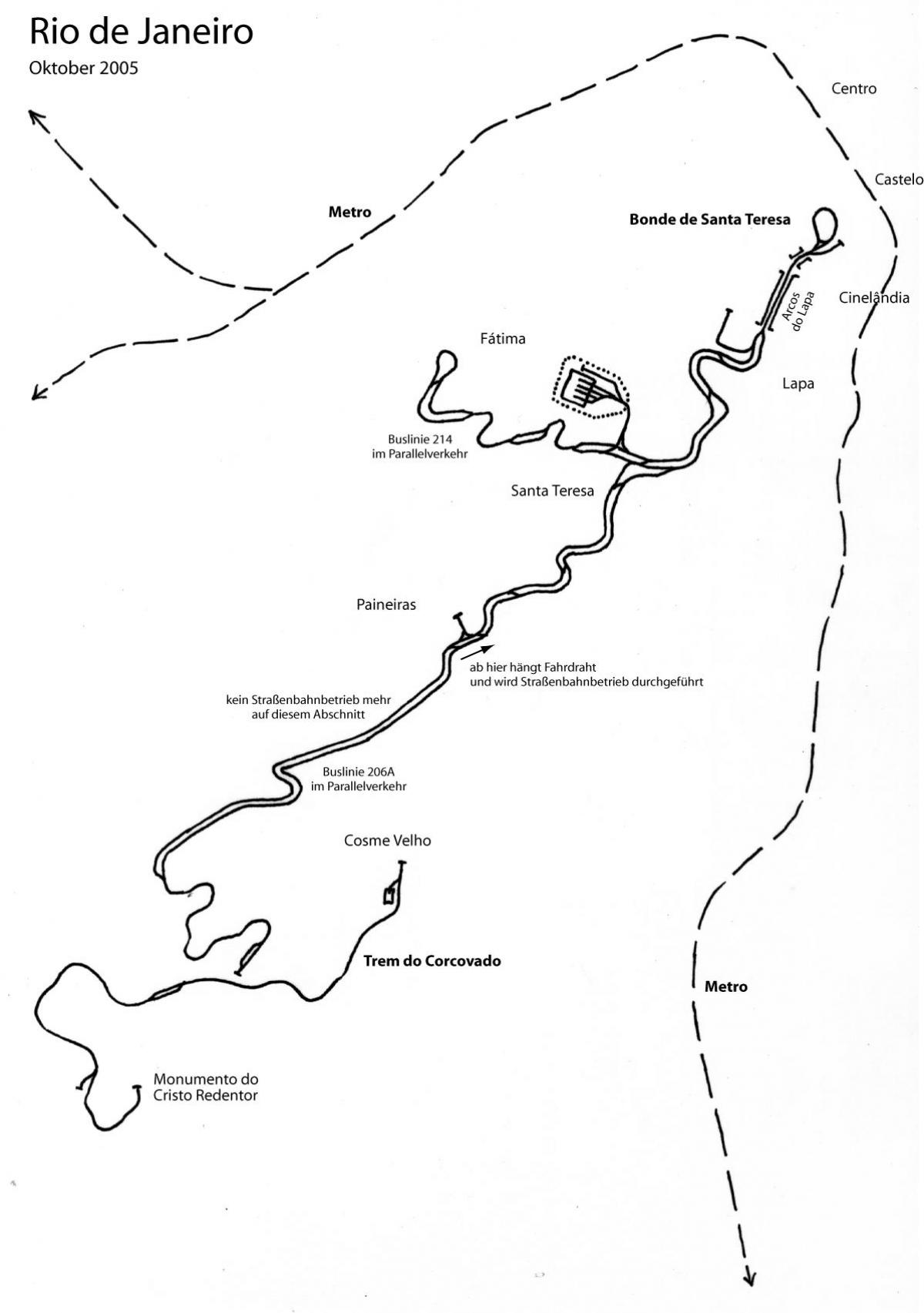 Mapa ng Santa Teresa bagon - Linya 2