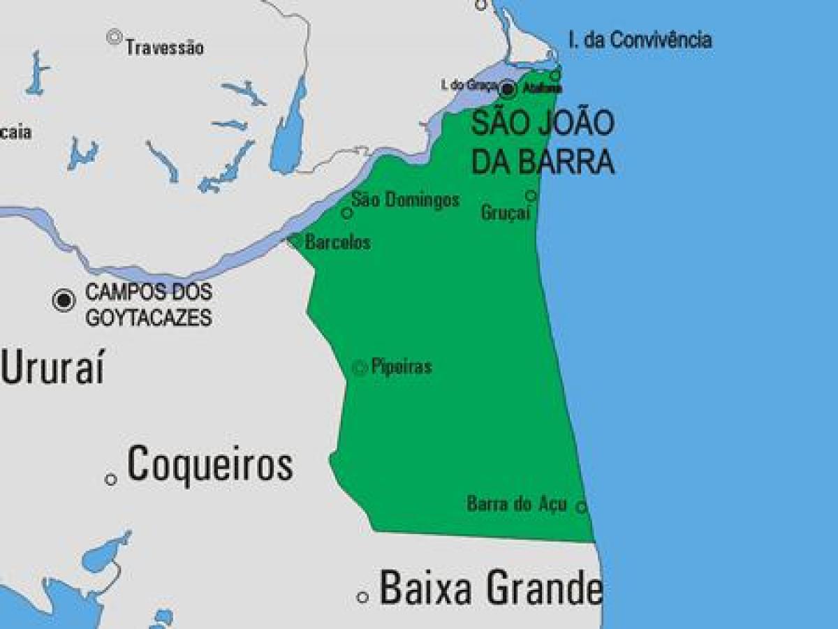 Mapa ng Sao João Barra da munisipalidad