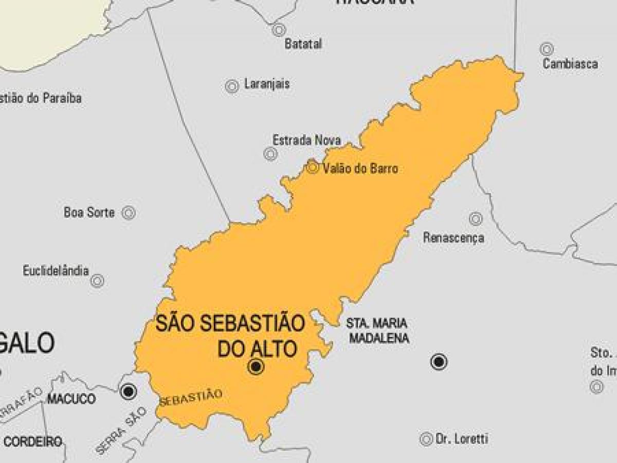Mapa ng São Sebastião gawin Alto munisipalidad