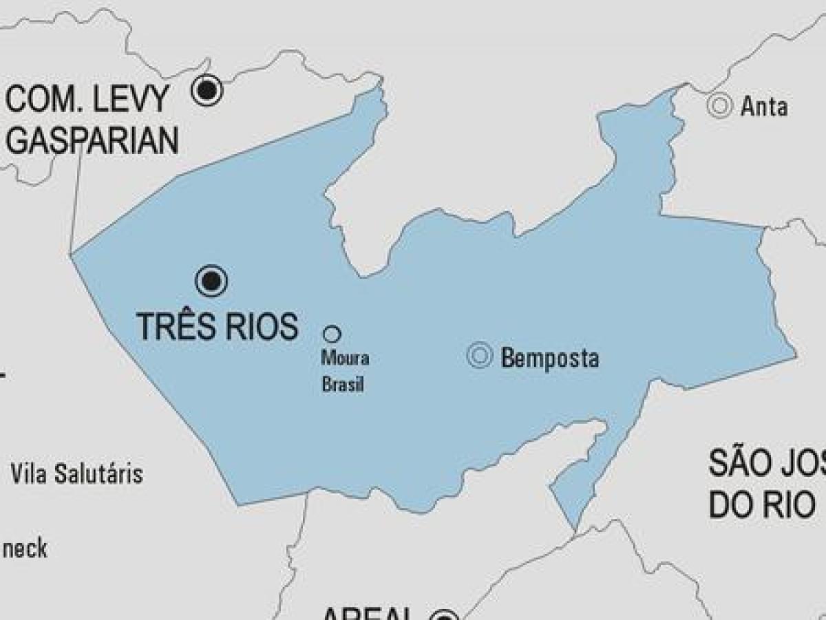 Mapa ng Tres Rios munisipalidad