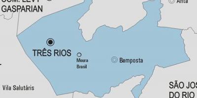Mapa ng Tres Rios munisipalidad